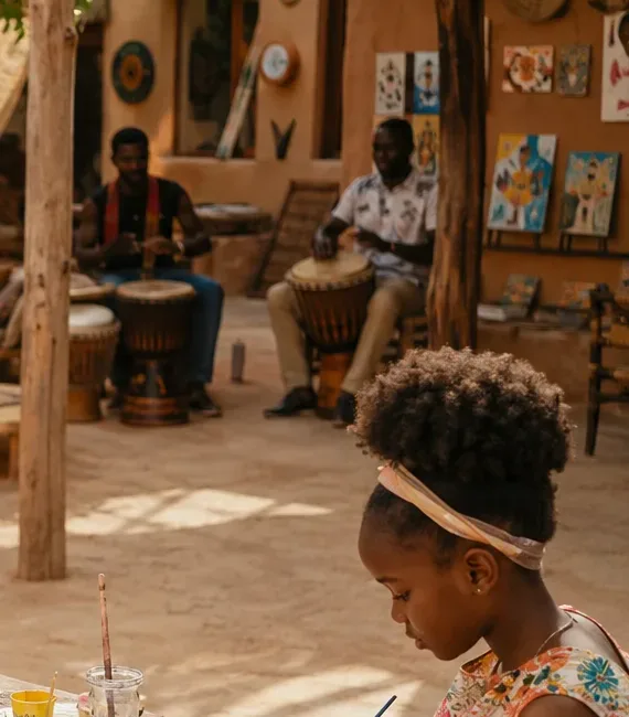 Percussion players in the courtyard